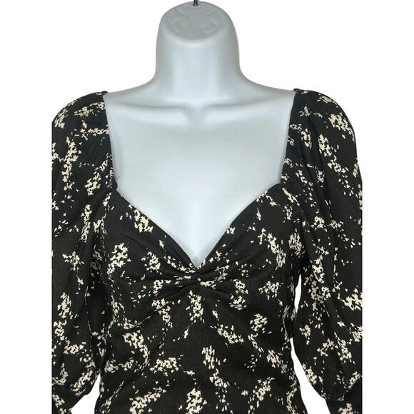 Anthropologie Sweetheart Black White Floral Peasant Boho Top - Picture 5 of 5